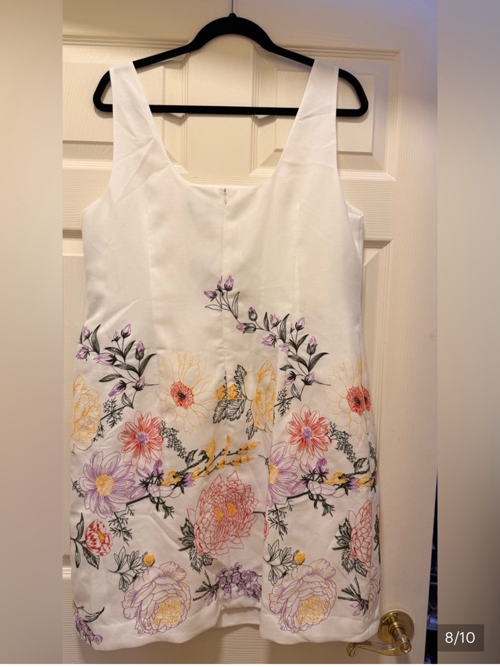 Tahari ASL White Mini dress with Pink & Yellow Floral Embroidery - Picture 9 of 10